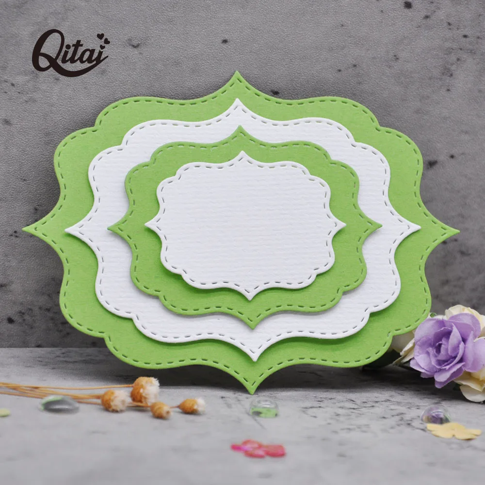 

Stitched Geometry Frame QITAI 4PCS/SET Metal Cutting Dies Scrapbooking Steel Craft Embossing Die Cutter Paper Art Diy Card MD408
