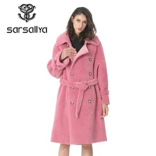 Зимнее женское Шерстяное Пальто, длинное хлопковое двубортное черное пальто, женская верхняя одежда, модное женское пальто