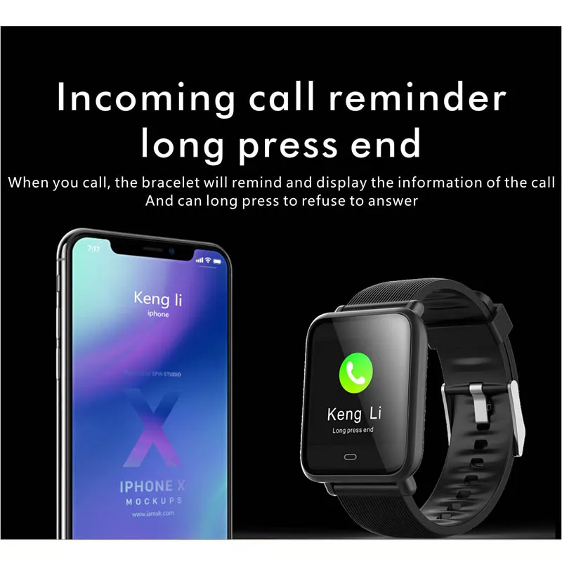 Q9 Blood Pressure Heart Rate Monitor Smart Watch IP67 Waterproof Sport Fitness Trakcer Watch Men Women Smartwatch