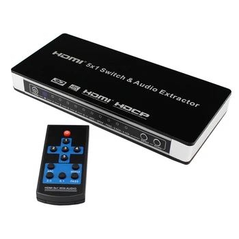 

HD Switch 4K 5 Port HD Switcher Splitter Box 4K 3D Remote Controller Power Adapter US/EU/UK Plug