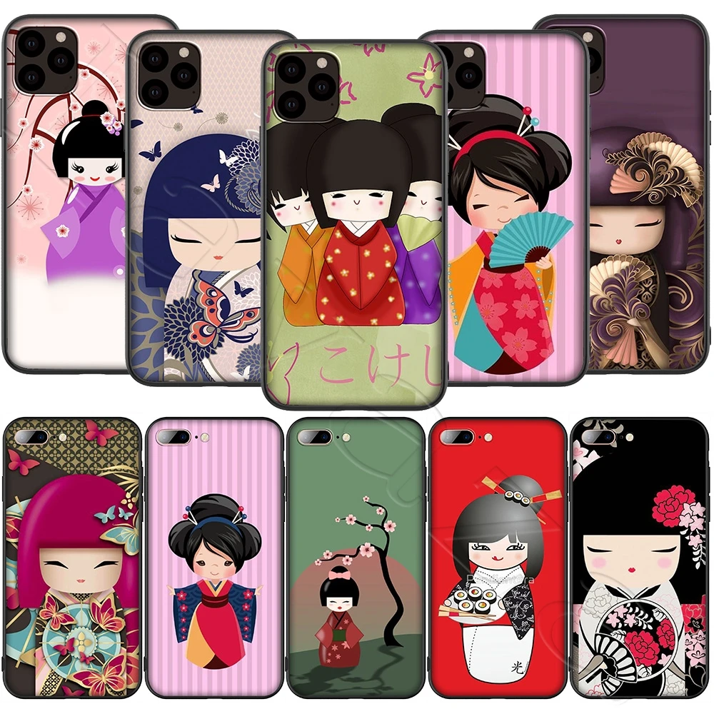 Lavaza kawaii японская кукла Kokeshi Мягкий ТПУ чехол для iPhone 12 Mini 11 Pro XS Max XR X 8 7 6 6S Plus 5 5S SE |