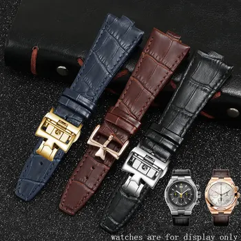 

Cow leather watchband black brown blue wristband convex Interface Replacement belt for VC 47660/000G-9829 watch accessories
