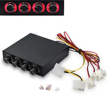 

3.5inch PC HDD 4 Channel Speed Fan Controller with Blue/Red LED Controller Front Panel For Computer Fans M6CB