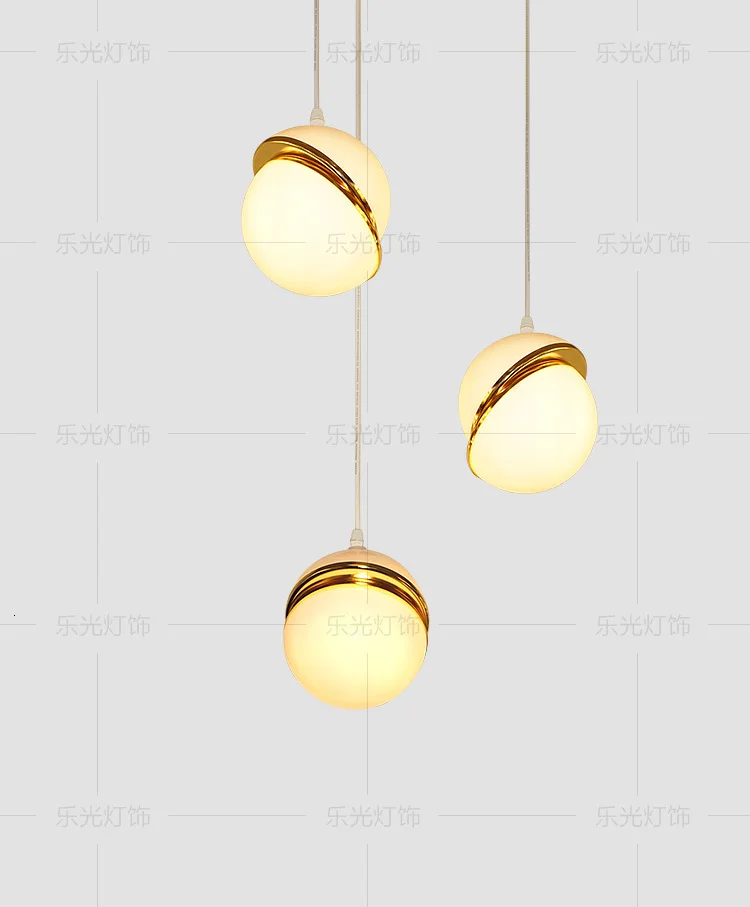 Современный подвесной светильник в скандинавском стиле со стеклянными шариками, Золотое кольцо, подвесной светильник для кухни, гостиной, ресторана, спальни