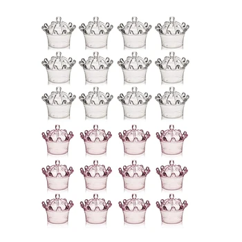 

Promotion! 24PCS Candy Boxes, Plastic Mini e with Crown Design Party Decoration Clear Plastic Crown Fillable Party Favor Box