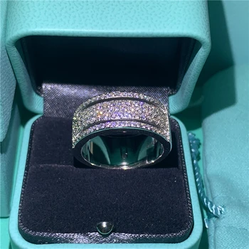 

Handmade Female Promise ring 925 Sterling silver Pave AAAA cz Stone Wedding Band Rings for women Bridal Statement Party Jewelry