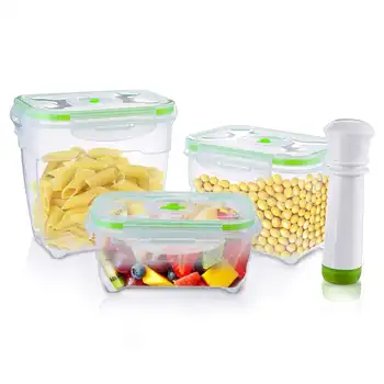 

3 Size Vacuum Container Vacuum Pump Large Capacity Vacuum Preservation Box For Refrigerator Kitchen Microwave Oven PP Containers