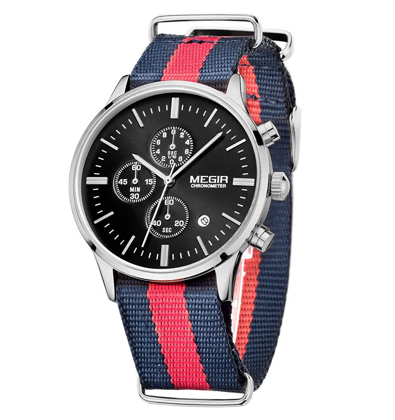 silver blue red blue Megir 6 ручные водонепроницаемые аналоговые Мужские часы лучший бренд класса люкс Дата кварцевые повседневные спортивные наручные часы мужские наручные часы Hodinky - Цвет: silver blue red blue