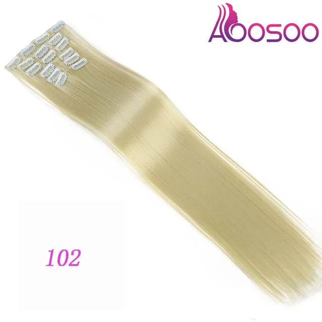 9 цветов 16 зажимы длинные прямые синтетические волосы для наращивания зажимы в высокой температуре волокна черный коричневый шиньон