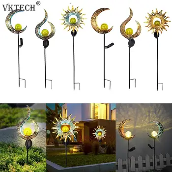 

Solar LED Sun Moon Flame Light Waterproof Retro Iron Landscape Lawn Lamps Outdoor Solar Light Garden Decoration