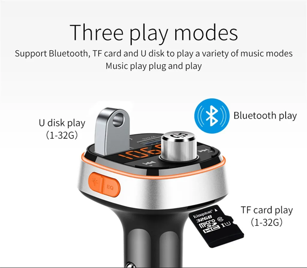Автомобильный комплект Bluetooth 5,0 fm-передатчик модулятор Usb музыкальное автомобильное зарядное устройство Led MP3-плеер двойное Usb быстрое зарядное устройство автомобильные аксессуары# Ger