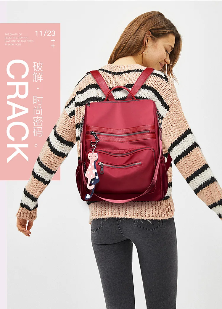 Zhenli Oxford Cloth WOMEN'S Bag Fashion Solid Color Ol Commuting Postman Backpack Lazada Cross Border Bag