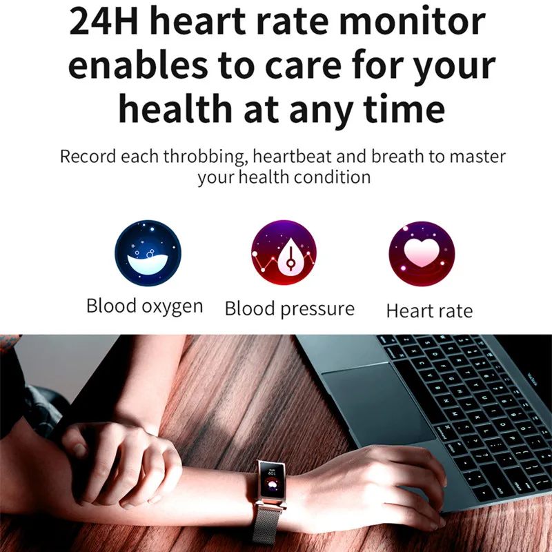  ONEVAN Smart Watch Heart Bracelet Blood Pressure Oxygen Monitor Weather Activity Tracker Women Fitn - 4000110243373
