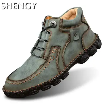 

New Large Size Men Boots Winter Rubber Solid Color Sewing Fashion Men's Ankle Shoes Outdoor Casual Warm Boots for Males