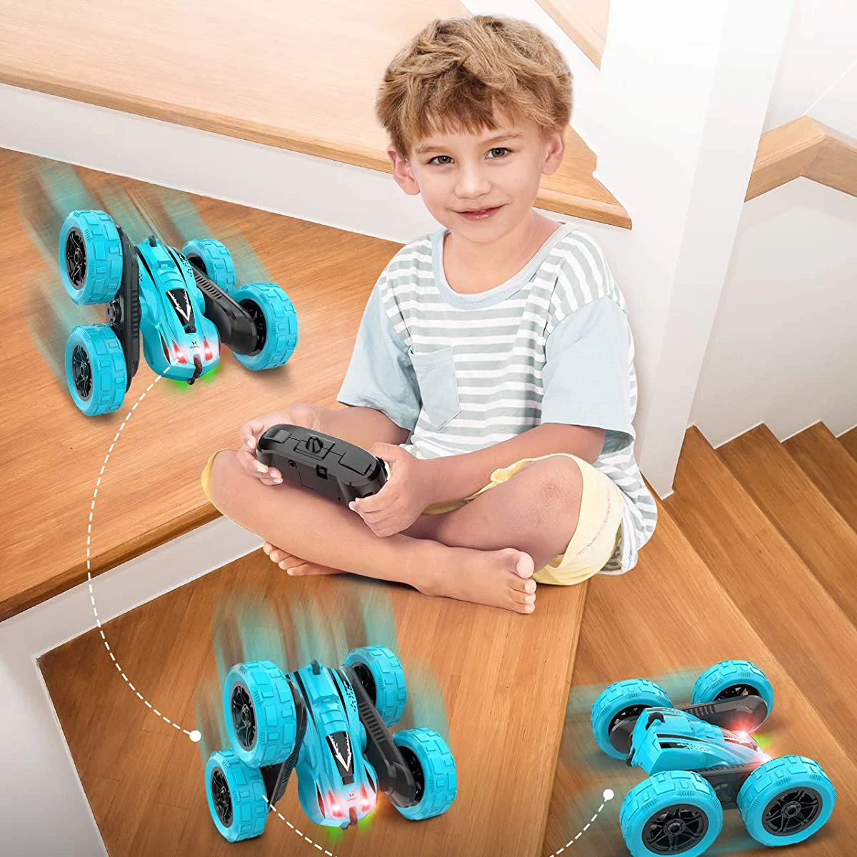 Roclub 4WD RC Car 2.4G Radio Remote Control Car 1:24 Double Side RC Stunt Cars 360° Reversal Vehicle Model Toys For Children Boy - Image 5