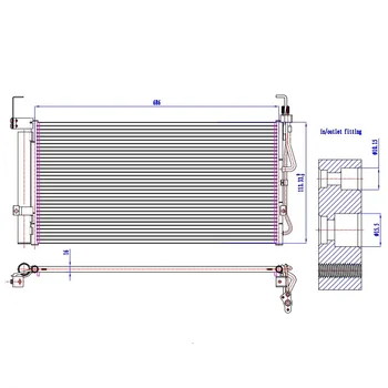 

OE 97606-26000 Condenser, air conditioning(Air Conditioning, universal) For HYUNDAI SANTA FI(DIESEL) Dimensions686×113.33×16(mm)