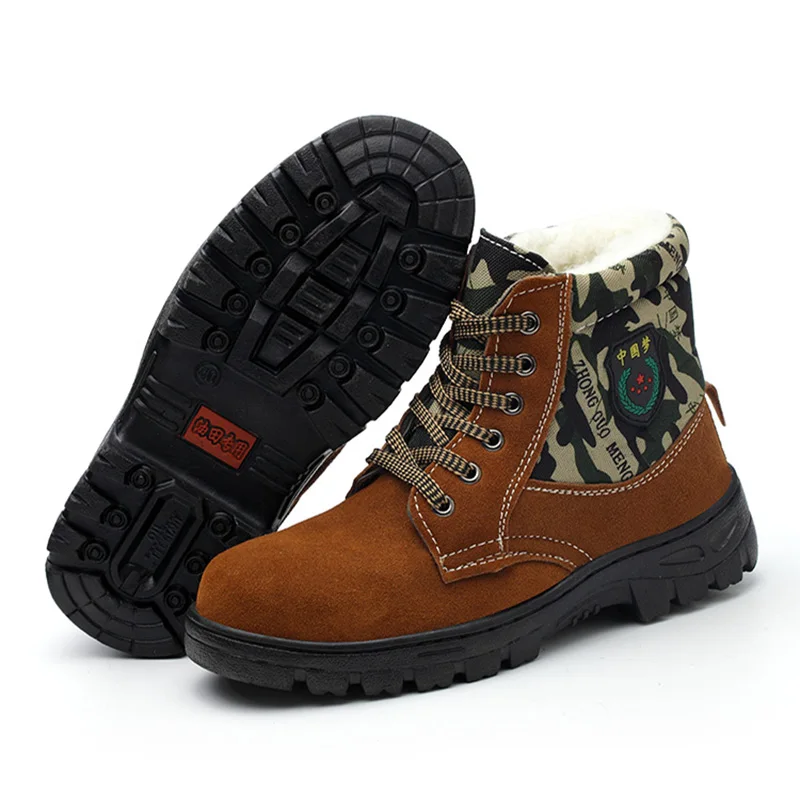 Winter Labor Protection Cotton Shoes Men High Help Cold Anti-slip Steel Bag Head Anti-smashing Anti-piercing Work Safety Shoes