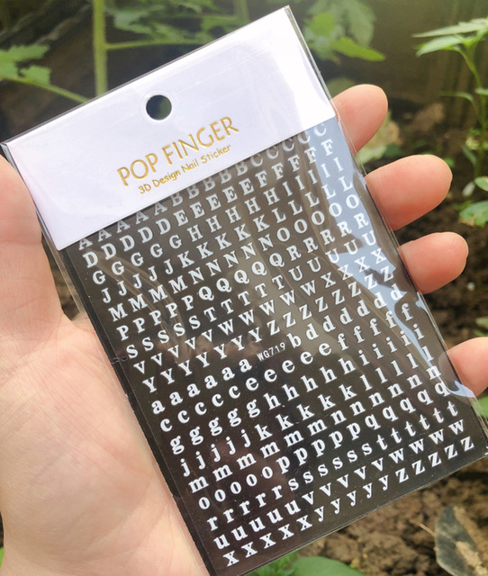 yeni eski İngilizce büyük boyutu 80mm * 103mm numaraları tırnak çıkartmaları Wrap 3D tırnak sanat malzemeleri 6 renkli mektup numarası tırnak Sticker C003(1)