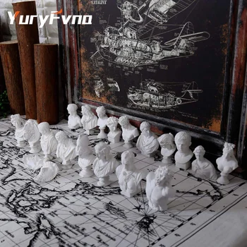 

YuryFvna 10 Pcs/Set Figurines Ornaments Figurines Decor Mini Plaster Statue Decoration Sketch Avatar Resin Figure Statue
