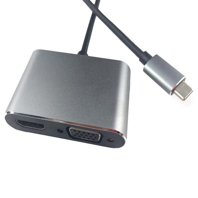 USB 3,1 Тип C USB-C к Кабель HDMI VGA адаптер 2-в-1 разветвитель конвертер HD4K/3840X2160/30 Гц для apple macbook pro(разъемом спецификации USB type-C-бытовая техника