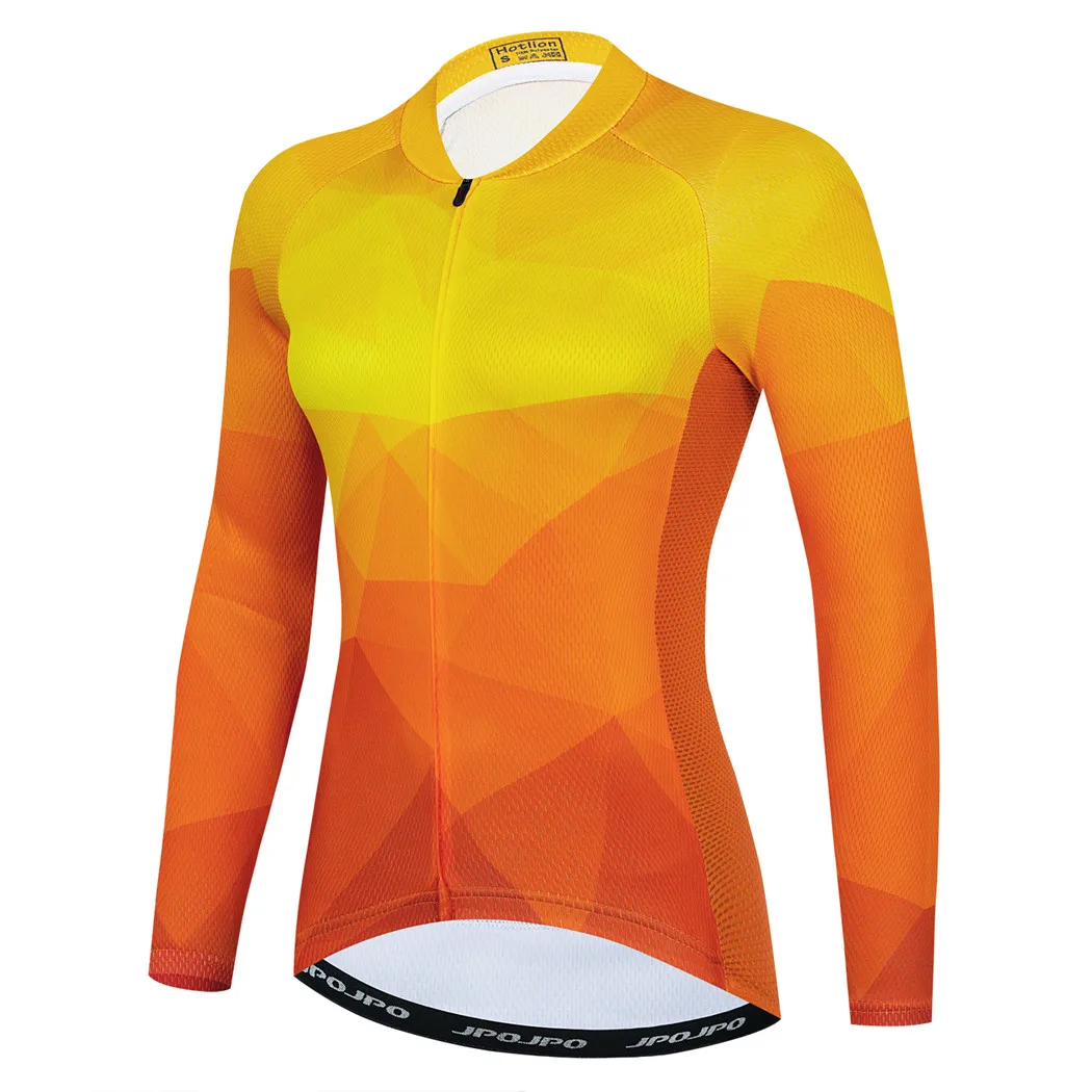 thumbnail image 1 of Maillot de ciclismo colorido de manga larga para mujer, ropa de ciclismo de equipo profesional, maillot de bicicleta de montaña de otoño, camiseta de ciclismo transpirable, 1 of 5