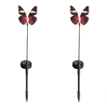 7 цветов Изменение водонепроницаемый Светодиодный Солнечный волоконно-оптические бабочки Форма огни Открытый сад газон Кола огни водонепроницаемый 2 Упаковка