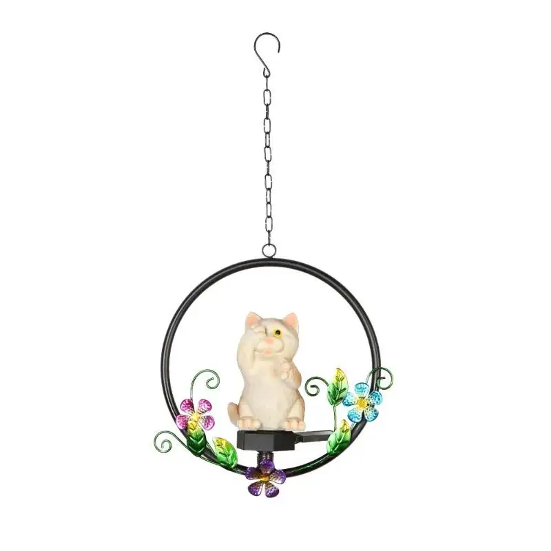 Solar Power LED Cat Hanging Lamp Waterproof Garden Yard Decorative Light - Испускаемый цвет: b