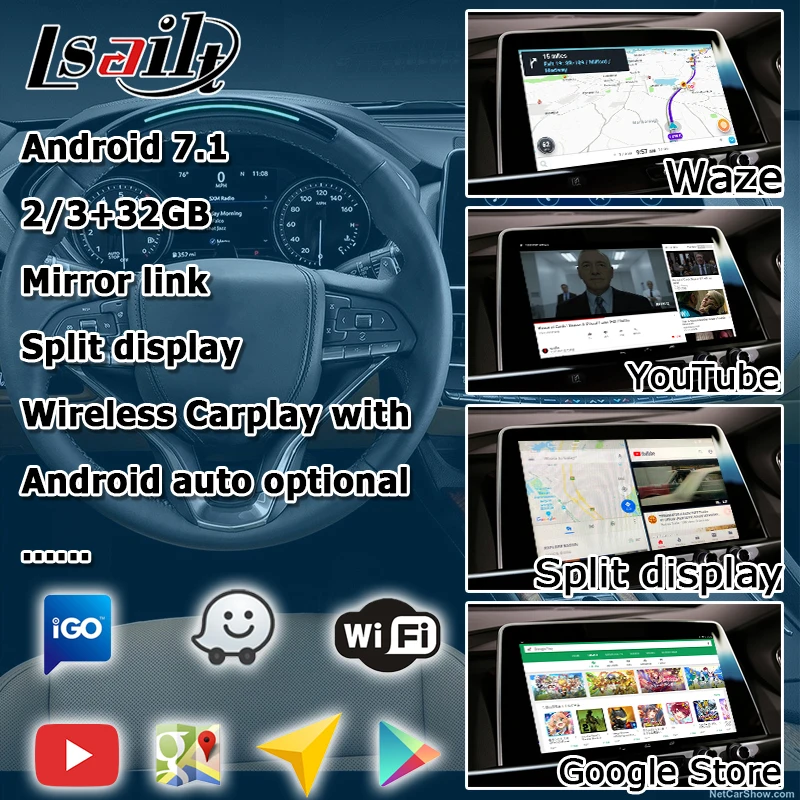 Android gps навигационная коробка для Cadillac CT5 и т. д. видео интерфейс mylink CUE intellilink система с беспроводной Carplay Lsailt