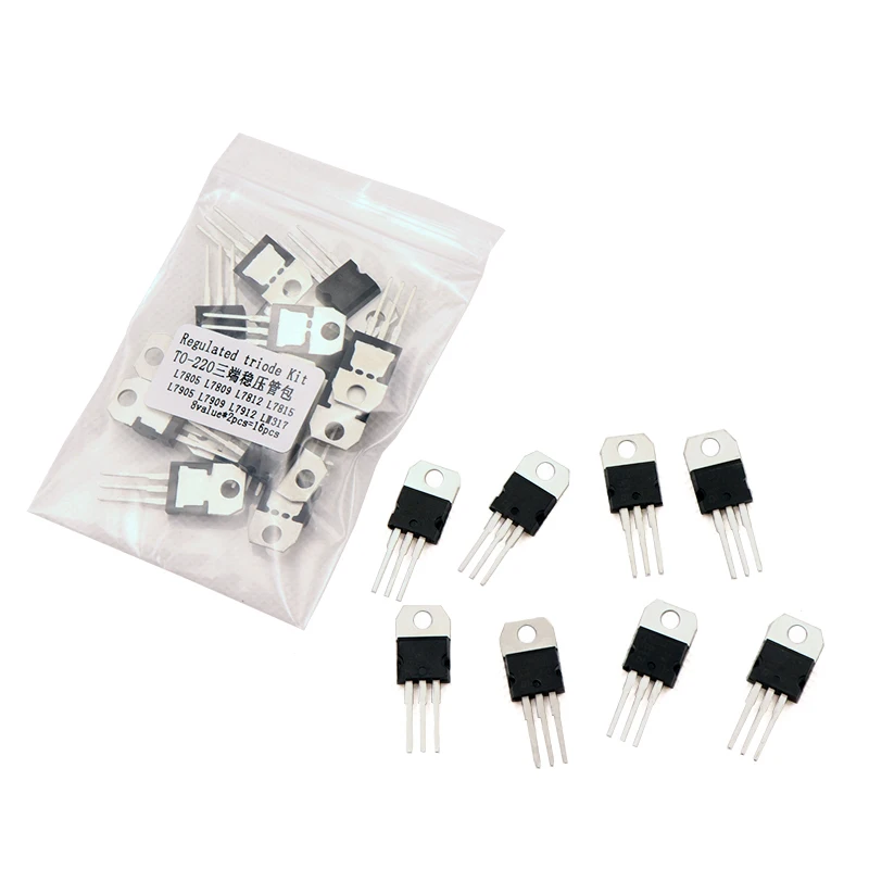 7805 7809 7812 7815 7905 7912 7915 LM317T TO-220 Transistors Kit Voltage Regulator IC 16pcs