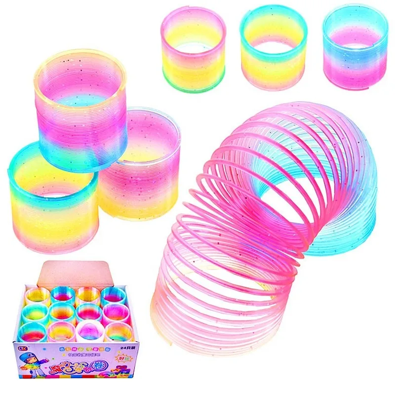 Juguete circular mágico de arcoíris para niños, juguete educativo plegable de plástico de 5cm, bobina de desarrollo temprano, para primavera