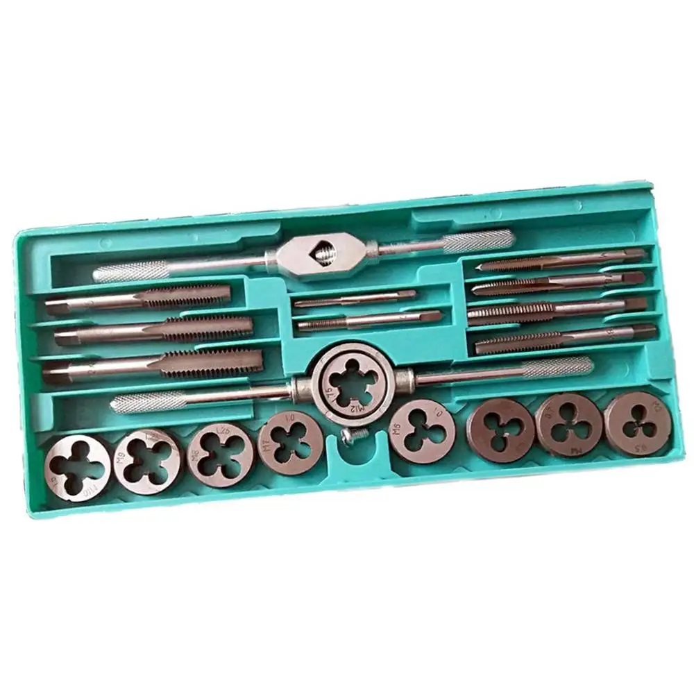 

20/40pcs tap die set M3-M12 Screw Thread Metric Taps wrench Dies DIY kit wrench screw Threading hand Tools Alloy Metal with bag