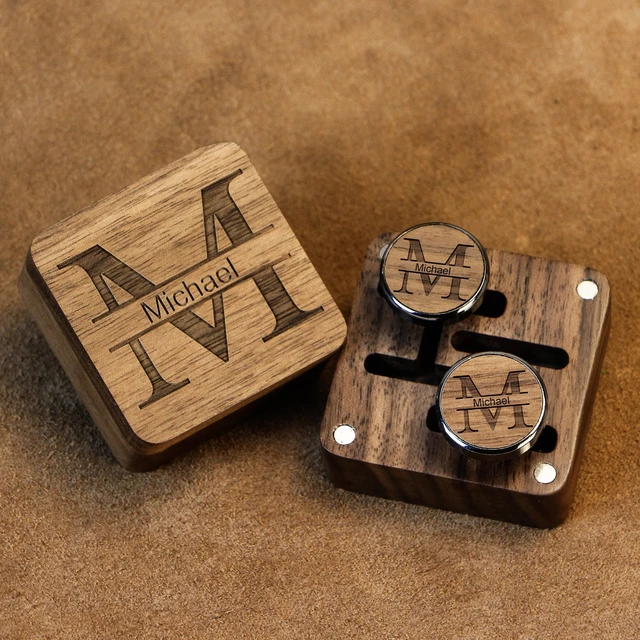 Unique Gifts Engraved Cufflinks Monogram Cufflinks Wood 