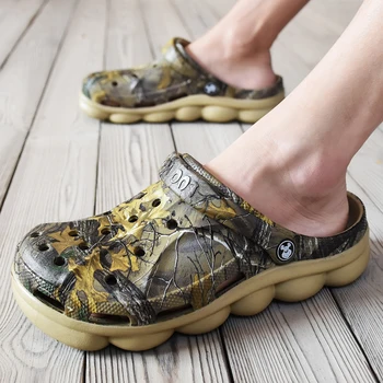 

Men Summer Jelly Sandals Lightweight Massage Camouflage Flip Flops Beach Croc Shoes Gladiator Garden Clogs Rubber Bottom