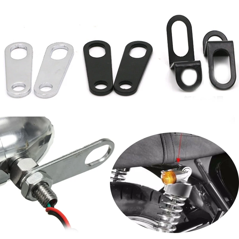 2Pcs Motorcycle Turn Signal Light Lamp Holder Universal Shock Mount Brackets Fork Ear Clamps 10mm motorcycle light bracket motorcycle turn signal bracket motorcycle headlight clamp motorcycle headlight mount For Cafe Racer Dirt Pit Bike