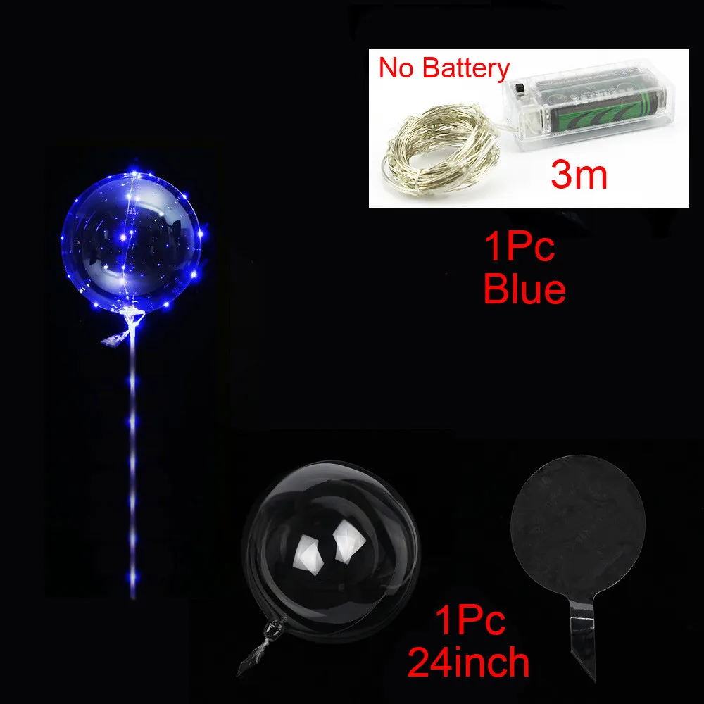 Luminous Led BoBo Balloon Transparent Round Bubble Decoration Wedding Birthday Party Balloon Colorful Light Christmas Tree Decor - Цвет: 24inch Blue