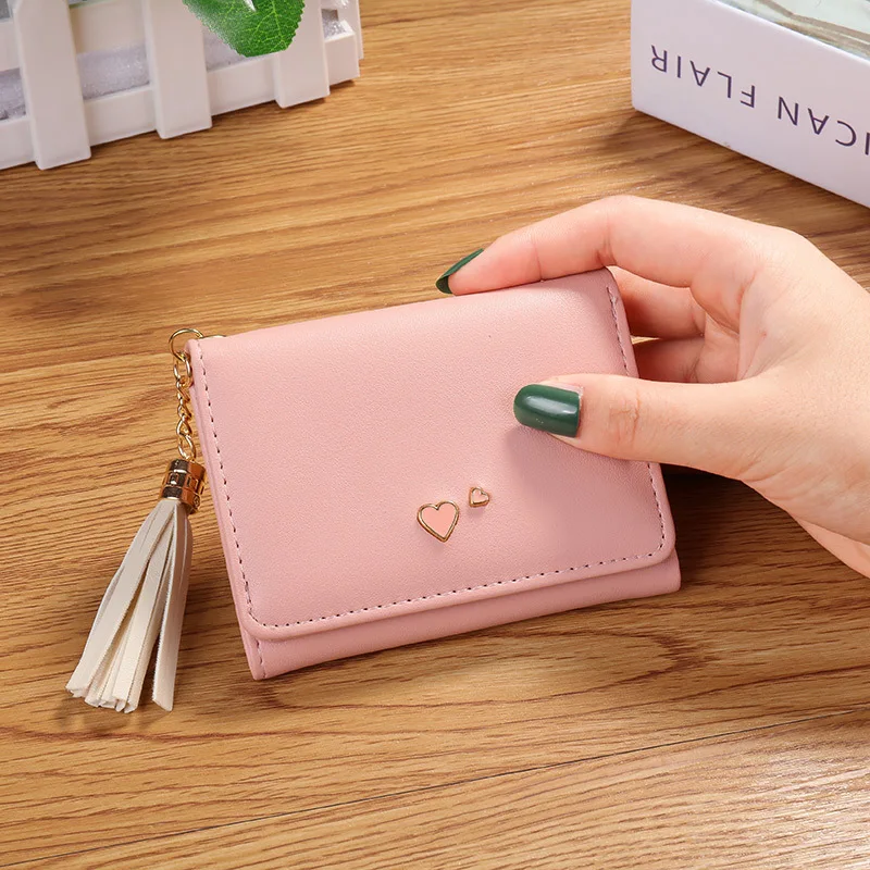 

New Tassel Wallet Female Coins Cute Heart Wallet Women Small Leather Women Wallets Purses Portefeuille Wallet Female Purse