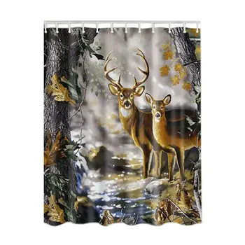 

Digital Art Printing SPA Waterproof Shower Curtain Bathroom Decoration of Green Jasmine Flowers Bamboo ，