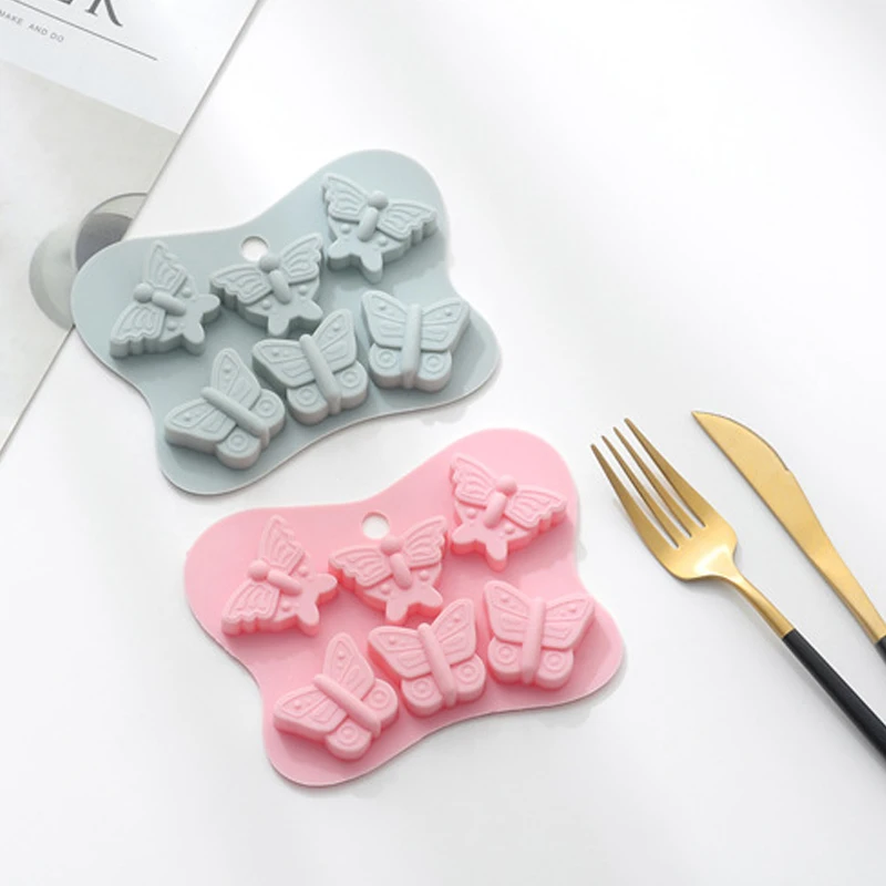 

Hot sale 6 grid butterfly shape fondant silicone mold cake decoration tool diy ice cube chocolate cheese pudding candy
