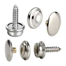 20 x Push Button Screw-on - 3 Piece Screw Set with Button Screw and Push Button (20 Pieces with 15mm Thread Length)