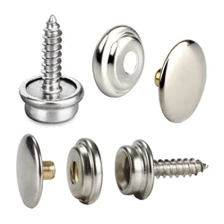20 x Push Button Screw-on - 3 Piece Screw Set with Button Screw and Push Button (20 Pieces with 15mm Thread Length)