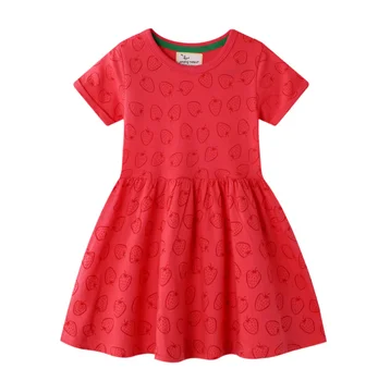 

2020 Spring Baby Girls Cotton Short Sleeve Strawberry Dress children princess dresses Kids Clothes