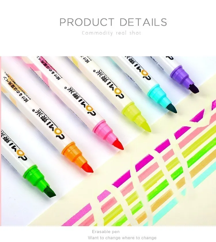 JIANWU милый стираемый двойной головкой текстовыделители kawaii художественные маркеры высокое качество Маркеры Ручка Школьные принадлежности