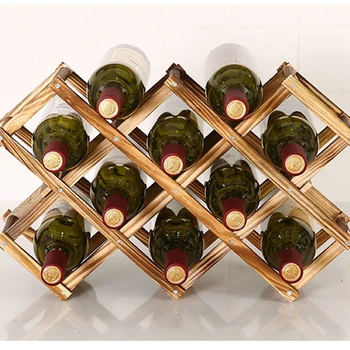 

DINIWELL Foldable Wooden Red Wine Rack 3/6/10 Bottle Rack Folding Wooden Display Stand Solid Shelf Exhibition Organizer