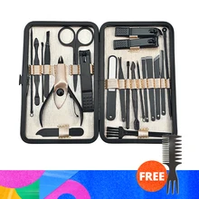 21 шт. профессиональный маникюрный набор многофункциональные кусачки для ногтей набор инструментов для дизайна ногтей из нержавеющей стали педикюрные ножницы пинцет набор инструментов для красоты