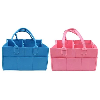

FGGS-2x Baby Diaper Toys,Daily Necessities,Organizer,Portable Storage Bag,Table and Essential Storage Box Pink & Blue