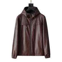 Прямая мужская осенне-зимняя куртка из искусственной кожи с капюшоном в стиле хип-хоп, свободное кожаное пальто высокого качества