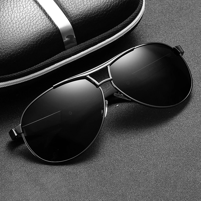 Классические солнцезащитные очки пилота, мужские поляризованные солнцезащитные очки для вождения, высокое качество, TAC Polaroid линзы, металлическая оправа, мужские очки
