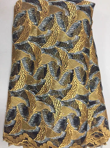 Золотая Высококачественная нигерийская кружевная ткань 2020 с камнями