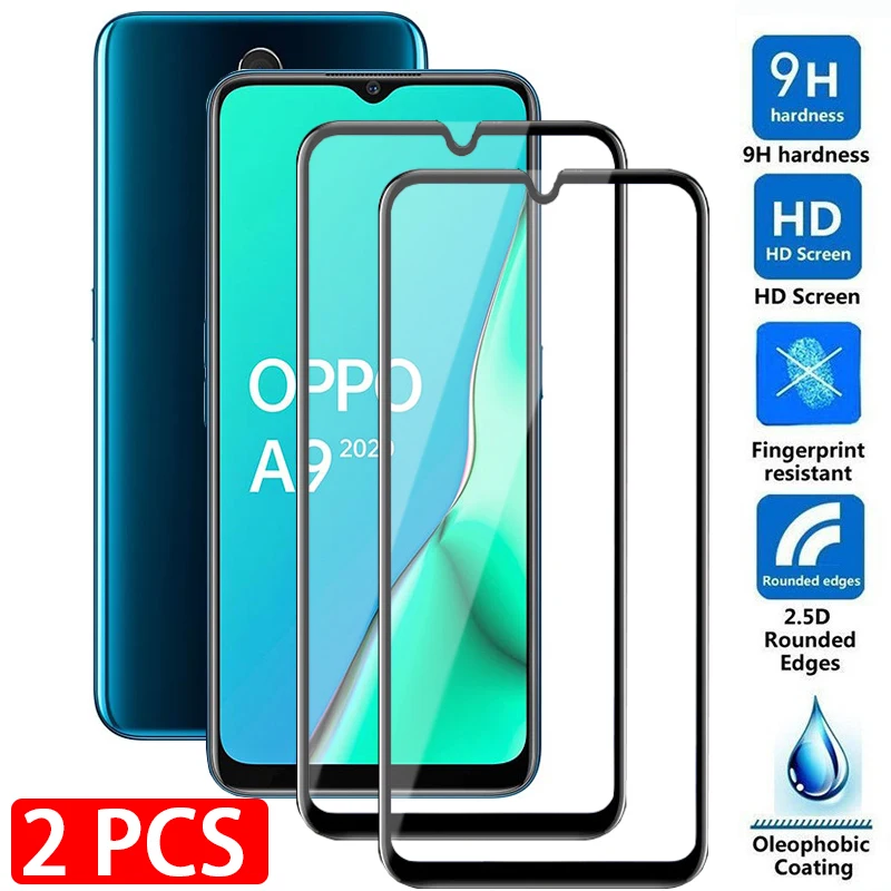 

2 pcs A9 2020 full protective glass for Oppo A5 2020 screen protector on for Oppo A9 2020 a 5 9 a52020 a92020 6.5 tempered film