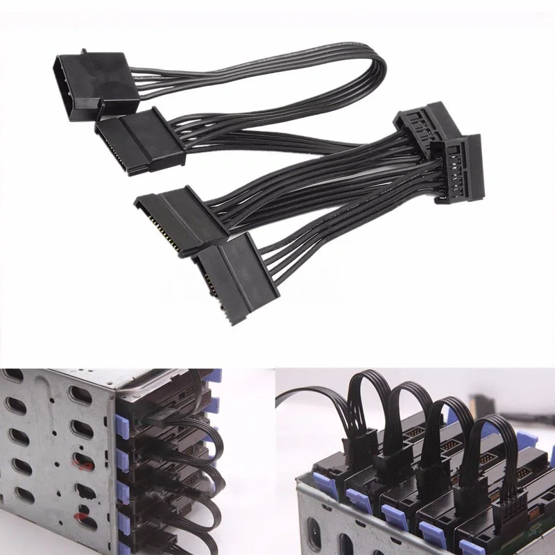 

to Adapter Cable Wire Black Hard Drive Converter Line 4 Pin 5x SATA Power NEW HOT Useful Accessory Parts